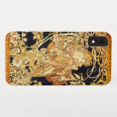 Jugendstil-Alphonse Mucha Blütengold Schwarz Case-Mate iPhone Hülle (Rückseite (Horizontal))