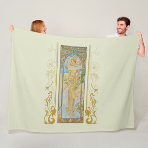 Jugendstil Alphonse Mucha -Die Helligkeit des Tage Fleecedecke