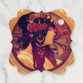 Jugendstil Alphonse Mucha Donna Ristorante La Lanc Geschenkanhänger (Rückseite)