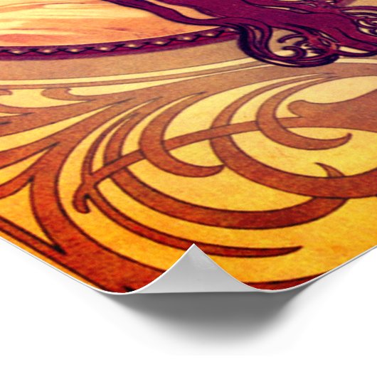 Jugendstil Alphonse Mucha Donna Ristorante La Lanc Poster (Ecke)