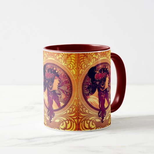 Jugendstil Alphonse Mucha Donna Ristorante La Lanc Tasse (VorderseiteRechts)