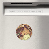 Jugendstil Alphonse Mucha elegante Vintage Frau Magnet (In Situ (Geschirrspüler))