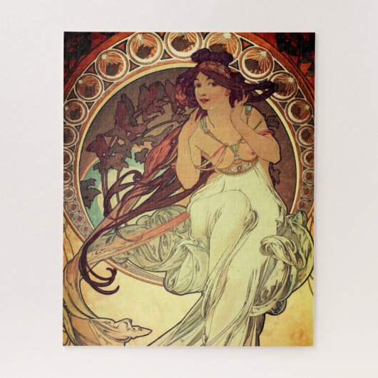 Jugendstil Alphonse Mucha elegante Vintage Frau Puzzle (Vertikal)
