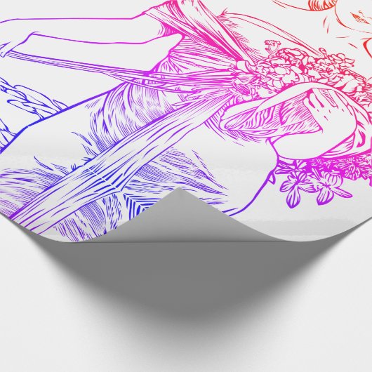 Jugendstil Alphonse Mucha Frau mit Blume Geschenkpapier (Ecke)