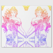 Jugendstil Alphonse Mucha Frau mit Blume Geschenkpapier (Flach)