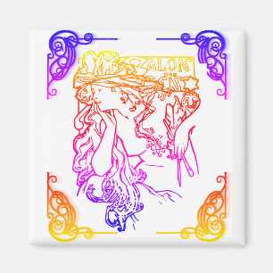 Jugendstil Alphonse Mucha Frau Salon Magnet