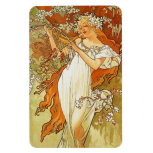 Jugendstil Alphonse Mucha Frühling Magnet