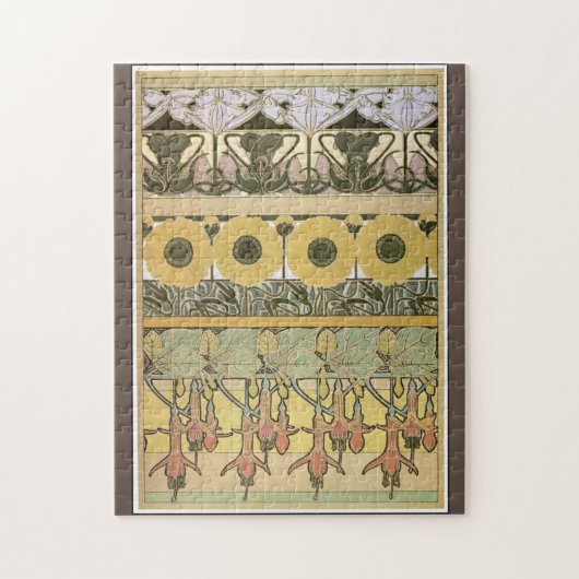 Jugendstil Alphonse Mucha Fuchsie Sonnenblume Flor Puzzle (Vertikal)