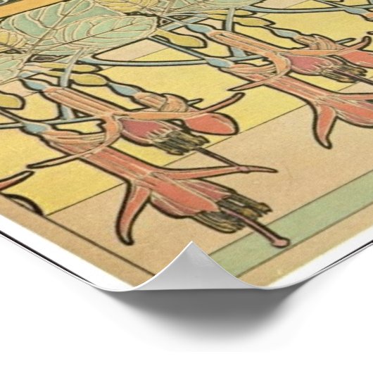 Jugendstil-Alphonse mucha fuschia Blume Poster (Ecke)