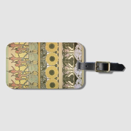 Jugendstil-Alphonse mucha fuschia Gepäckanhänger (Vorderseite (Horizontal))