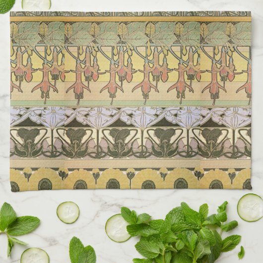 Jugendstil-Alphonse mucha fuschia Geschirrtuch (Gefaltet)