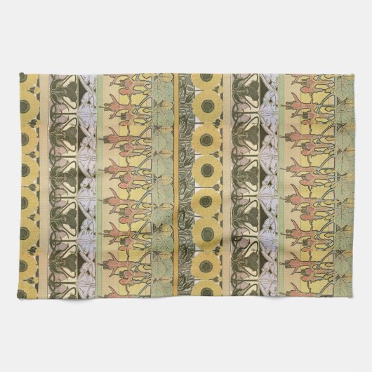 Jugendstil-Alphonse mucha fuschia Geschirrtuch (Horizontal)