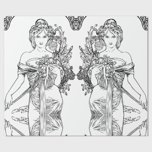 Jugendstil Alphonse Mucha Geschenkpapier (Saum)