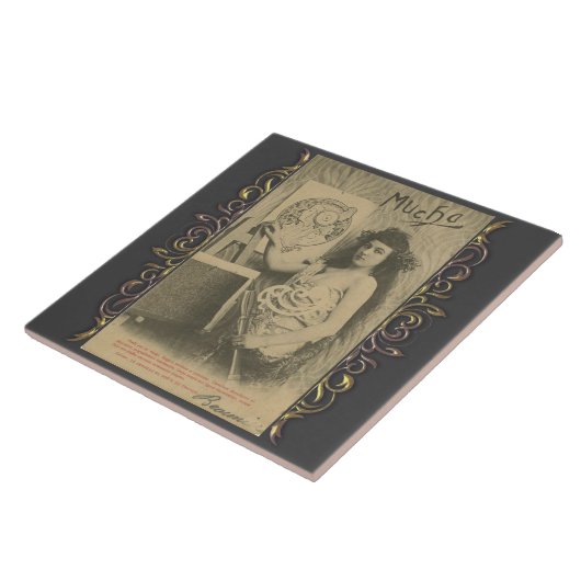 Jugendstil Alphonse Mucha Kunstmodell Fliese (Seite)