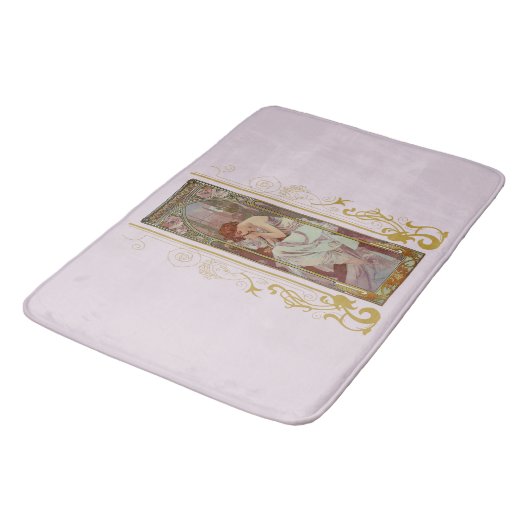 Jugendstil Alphonse Mucha Night's Erholung Badematte (Schrägansicht)