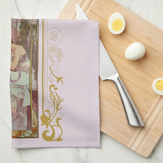 Jugendstil Alphonse Mucha Night's Erholung Geschirrtuch (Viertel Falte)