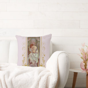 Jugendstil Alphonse Mucha Night's Erholung Kissen