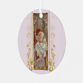 Jugendstil Alphonse Mucha Night's Erholung Ornament Aus Metall (Vorderseite links)