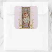 Jugendstil Alphonse Mucha Night's Erholung Quadratischer Aufkleber (Tasche)