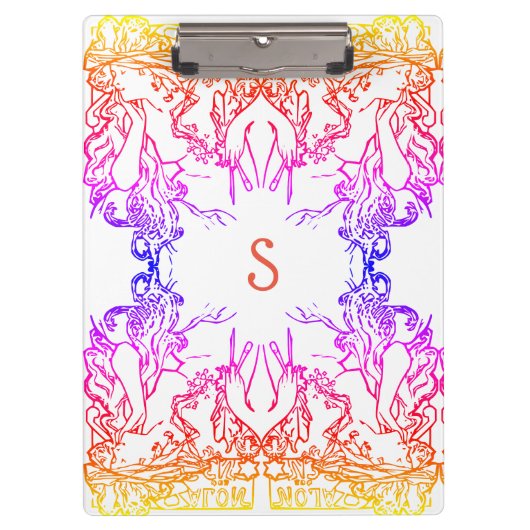 Jugendstil Alphonse Mucha Salon farbenfroh Mädchen Klemmbrett (Vorderseite)