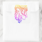 Jugendstil Alphonse Mucha Salon Frau farbenfroh Quadratischer Aufkleber (Tasche)