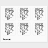 Jugendstil Alphonse Mucha Salon schwarz-weiß Quadratischer Aufkleber (Blatt)