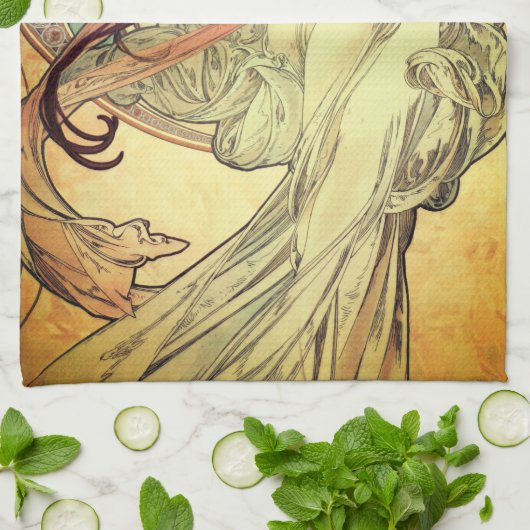 Jugendstil Alphonse Mucha Vintage Jugendstil Geschirrtuch (Gefaltet)