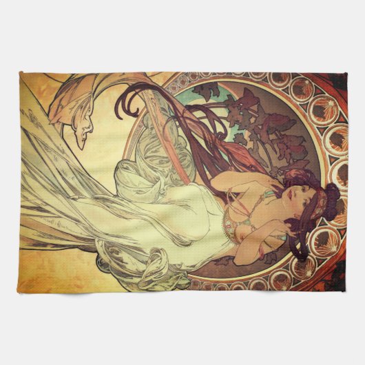 Jugendstil Alphonse Mucha Vintage Jugendstil Geschirrtuch (Horizontal)