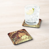 Jugendstil Alphonse Mucha Vintage Jugendstil Getränkeuntersetzer (Rechte Seite)