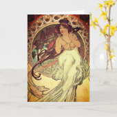 Jugendstil Alphonse Mucha Vintage Jugendstil Karte (Gelbe Blume)
