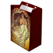 Jugendstil Alphonse Mucha Vintage Jugendstil Mittlere Geschenktüte (Rückseite Schrägansicht)