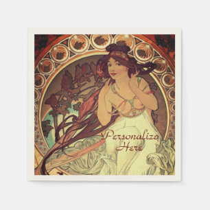Jugendstil Alphonse Mucha Vintage Jugendstil Serviette