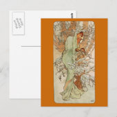 Jugendstil - Alphonse Mucha - Winter Postkarte (Vorne/Hinten)