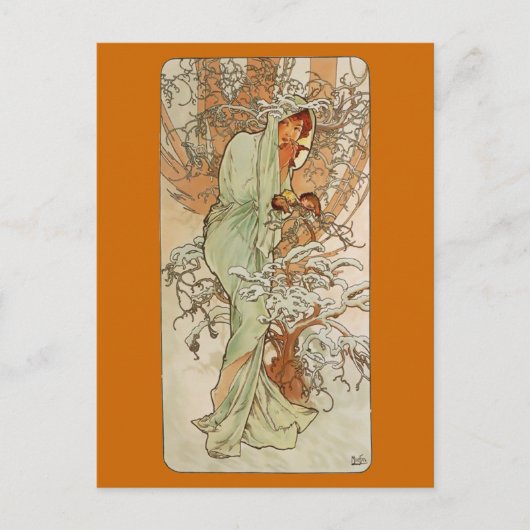 Jugendstil - Alphonse Mucha - Winter Postkarte (Vorderseite)
