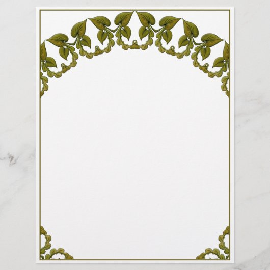 Jugendstil-Aquarell-grüne Blätter (Vorderseite)