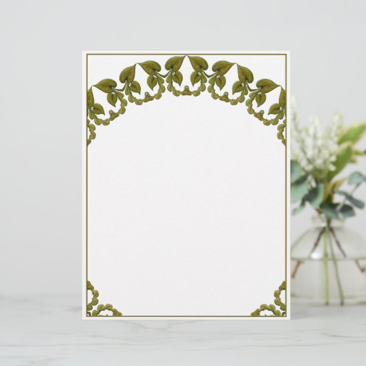 Jugendstil-Aquarell-grüne Blätter (Stehend Vorderseite)