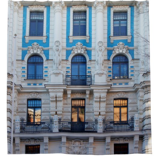 Jugendstil-Architektur in Riga, Lettland Duschvorhang (Vorderseite)