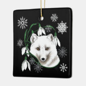 Jugendstil Arktischer Weißfuchs Keramikornament (Links)
