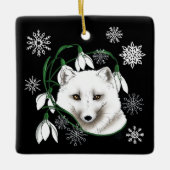 Jugendstil Arktischer Weißfuchs Keramikornament (Vorderseite)