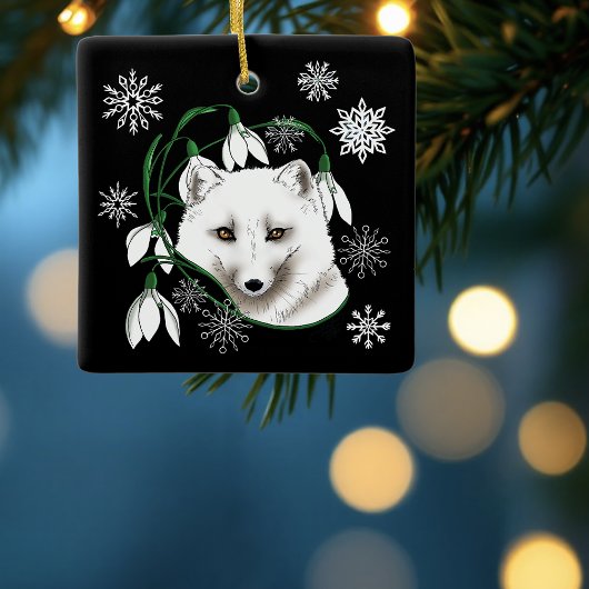 Jugendstil Arktischer Weißfuchs Keramikornament