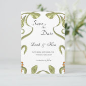 Jugendstil-Art-Blumenhochzeit rettet das Datum Save The Date (Stehend Vorderseite)