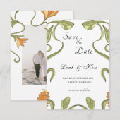 Jugendstil-Art-Blumenhochzeit rettet das Datum Save The Date (Vorne/Hinten)