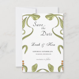 Jugendstil-Art-Blumenhochzeit rettet das Datum Save The Date