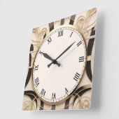 Jugendstil Art Deco Clock - Schwarz-weiß und Gold Quadratische Wanduhr (Winkel)
