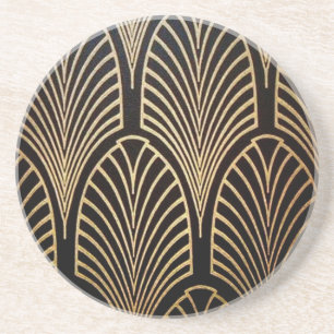 Jugendstil, Art Deco, Fächer-Muster, Bronze, Gold, Getränkeuntersetzer