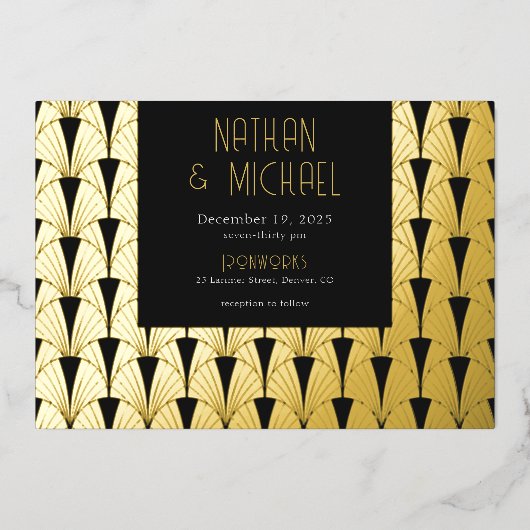 Jugendstil Art Deco Folieneinladung (Vorderseite)