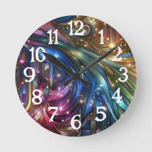 Jugendstil Art Deco Regenbogen-Schaltplatine Runde Wanduhr
