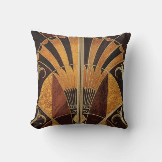 Jugendstil, Art Deco, Vintage, mehrfarbige Holztön Kissen