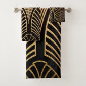 Jugendstil, Art Deko, Fanmuster, Bronze, Gold, bl Badhandtuch Set (Insitu)