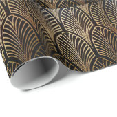Jugendstil, Art Deko, Fanmuster, Bronze, Gold, bl Geschenkpapier (Rolleneckpunkt)